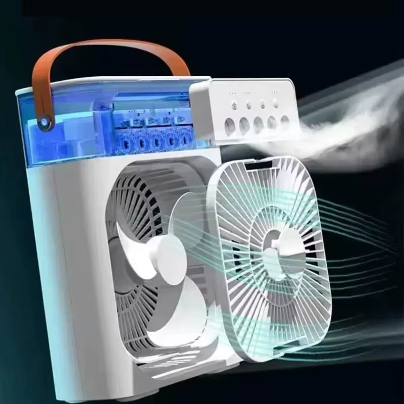 Household Small Air Cooler Three-In-One Fan Air Conditioner LED Night Light Portable Humidifier Air Conditioner Fan Office Home