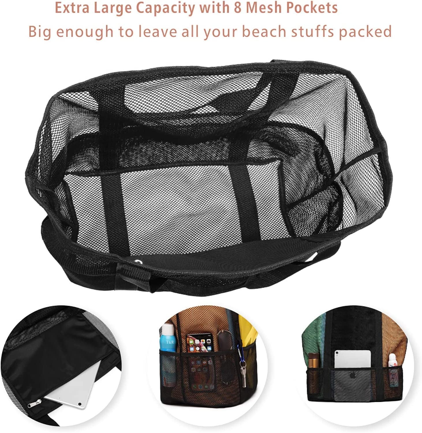 Mesh Beach Bag Family - Large Tote Bag for Cruise Pool Beach Vacation Essentials