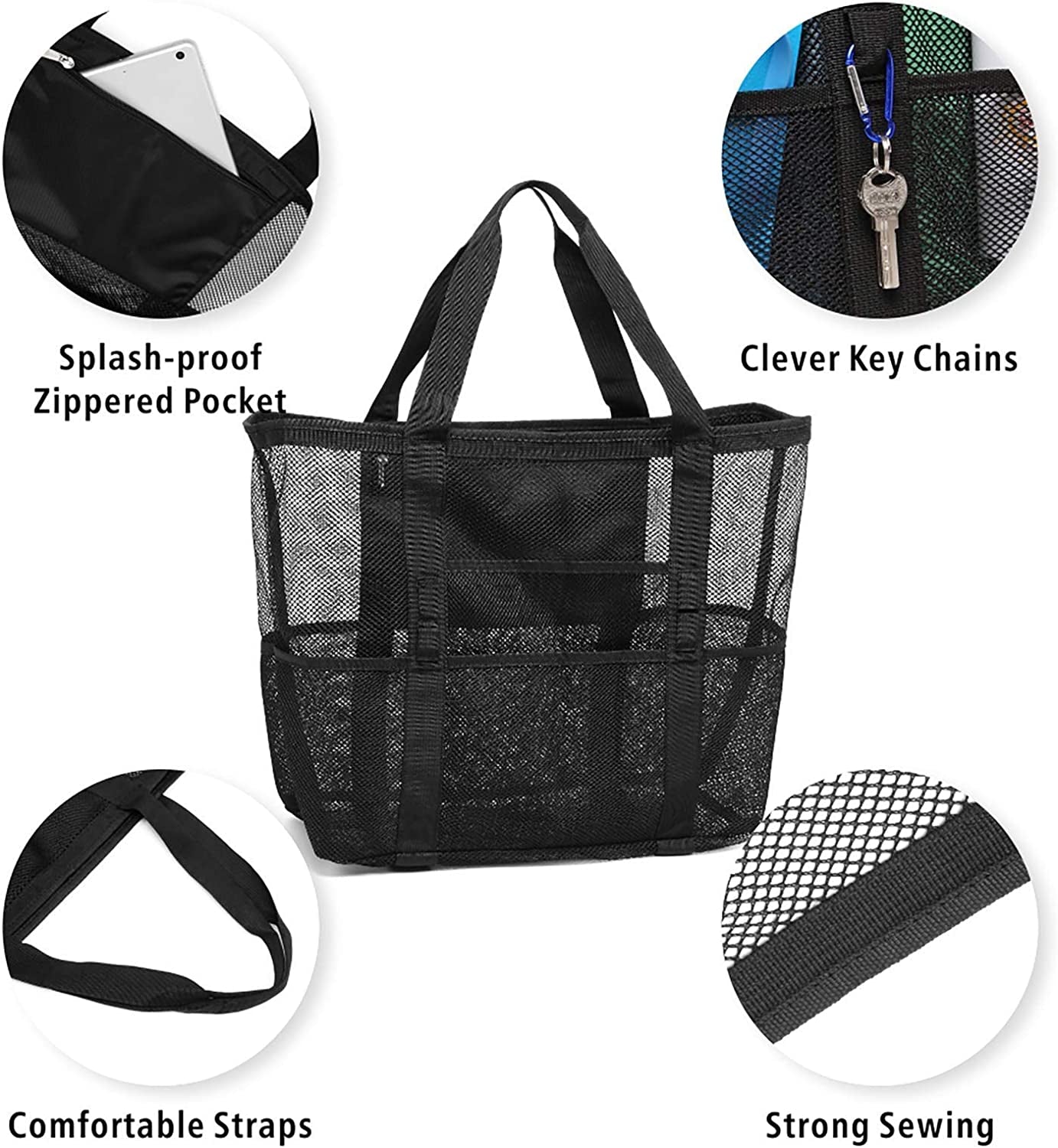 Mesh Beach Bag Family - Large Tote Bag for Cruise Pool Beach Vacation Essentials