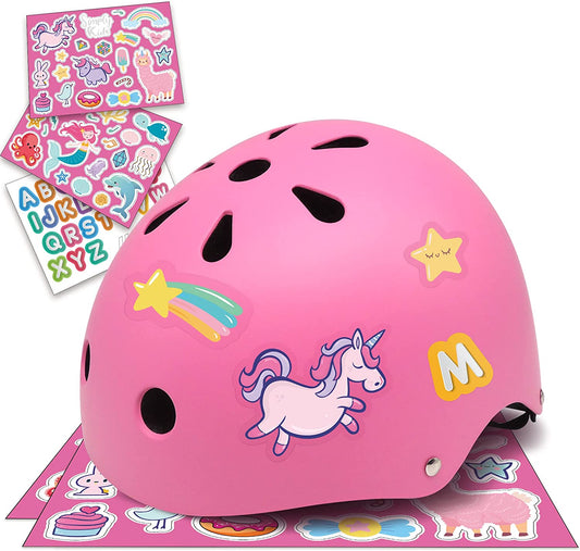 Bike Helmet with DIY Stickers, CPSC & CE Certified - Toddler Helmet for Skateboard Roller-Skating Bicycle Scooter