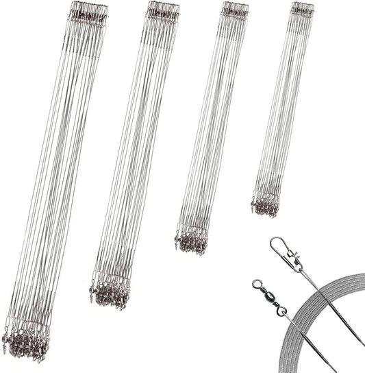 40Pcs Fishing Leaders, Upgrade Stainless Steel Leader, Premium Fish Wire Leaders, High-Strength Fishing Line Leader for Saltwater and Freshwater 4 Sizes, 6/8/10/12 Inches