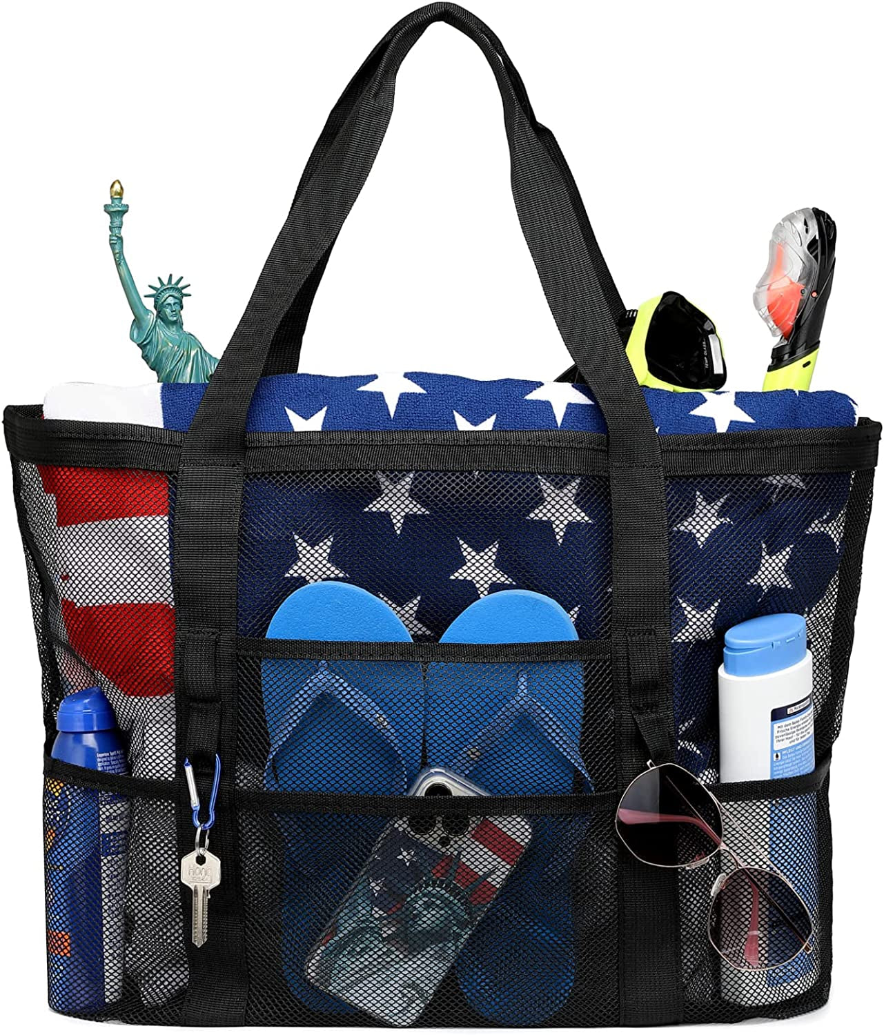 Mesh Beach Bag Family - Large Tote Bag for Cruise Pool Beach Vacation Essentials